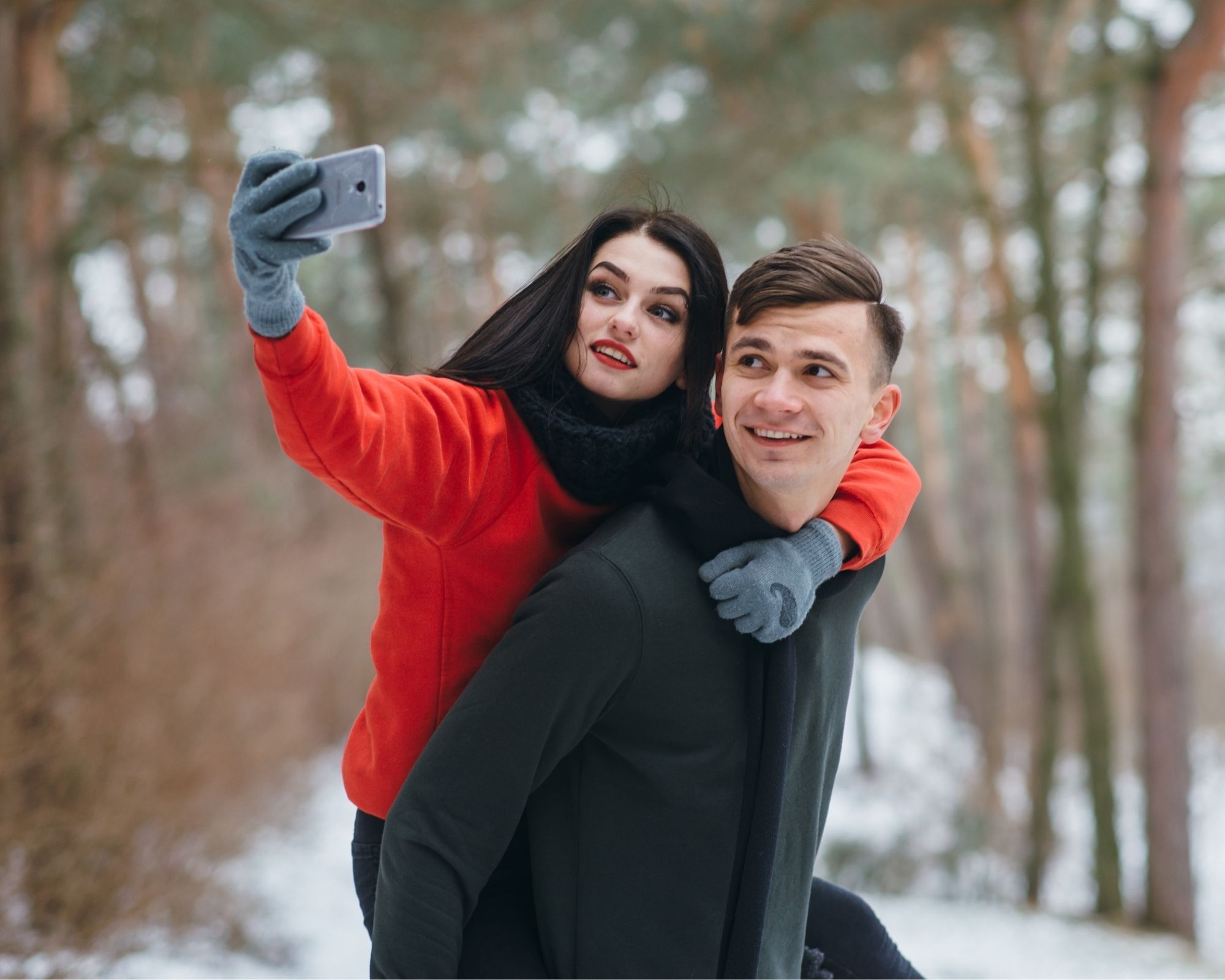 las, para, selfie, zima